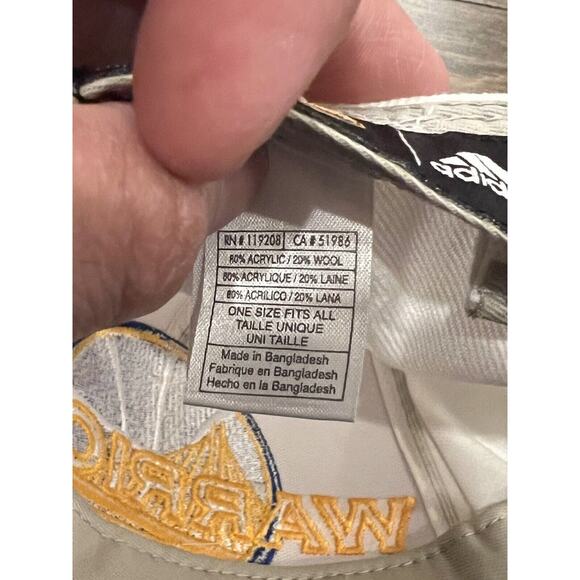 Adidas Mens White Blue NBA Golden State Warriors Adjustable Snapback Hat Cap - Picture 9 of 10